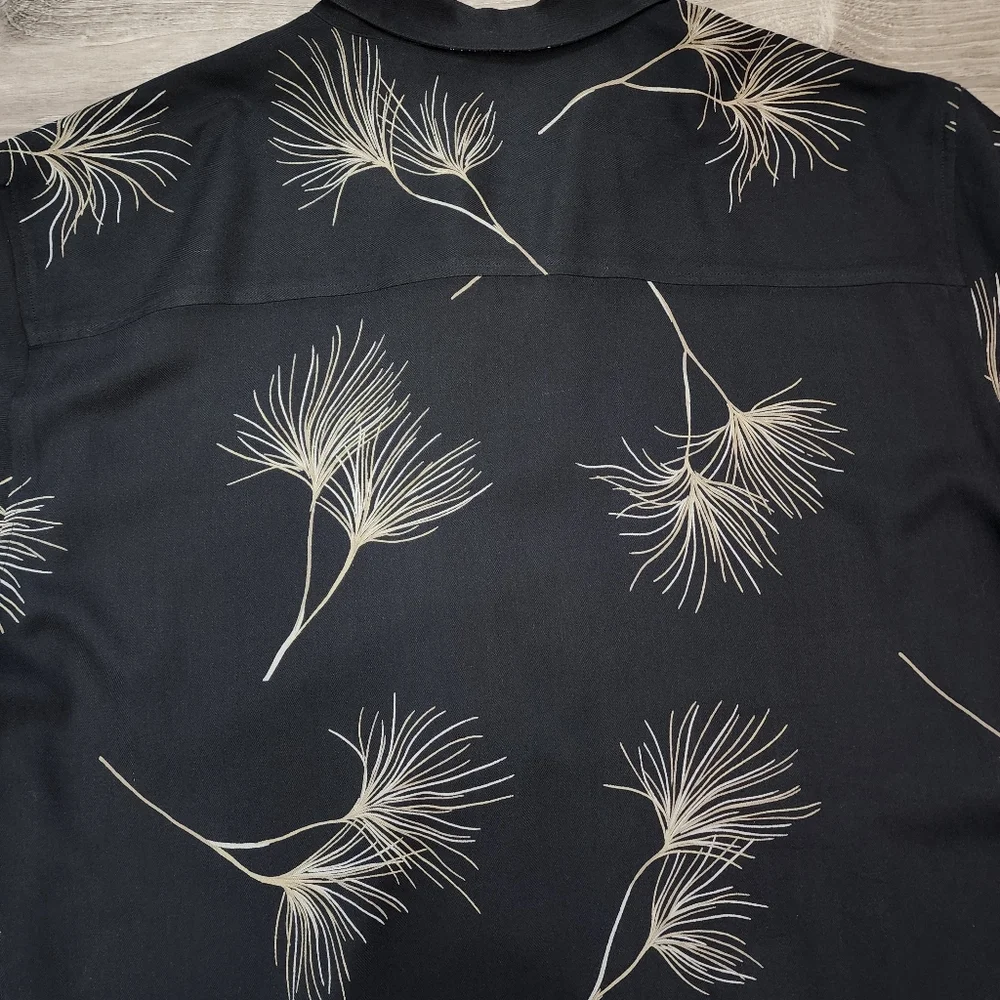 WFF 100% Silk Black Button Down Men's Short Sleeve Shirt XXL - Picture 6 of 7